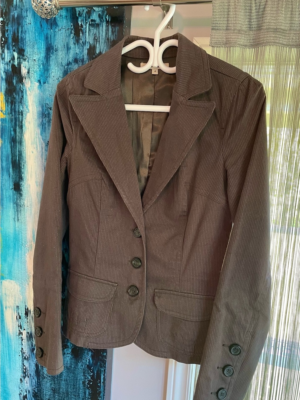 RW&CO. Brown Pinstripe Women's Tailored Blazer